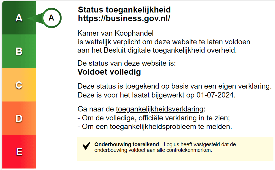 Accessibility label status from Business.gov.nl. Follow the link for the full accessibility statement.